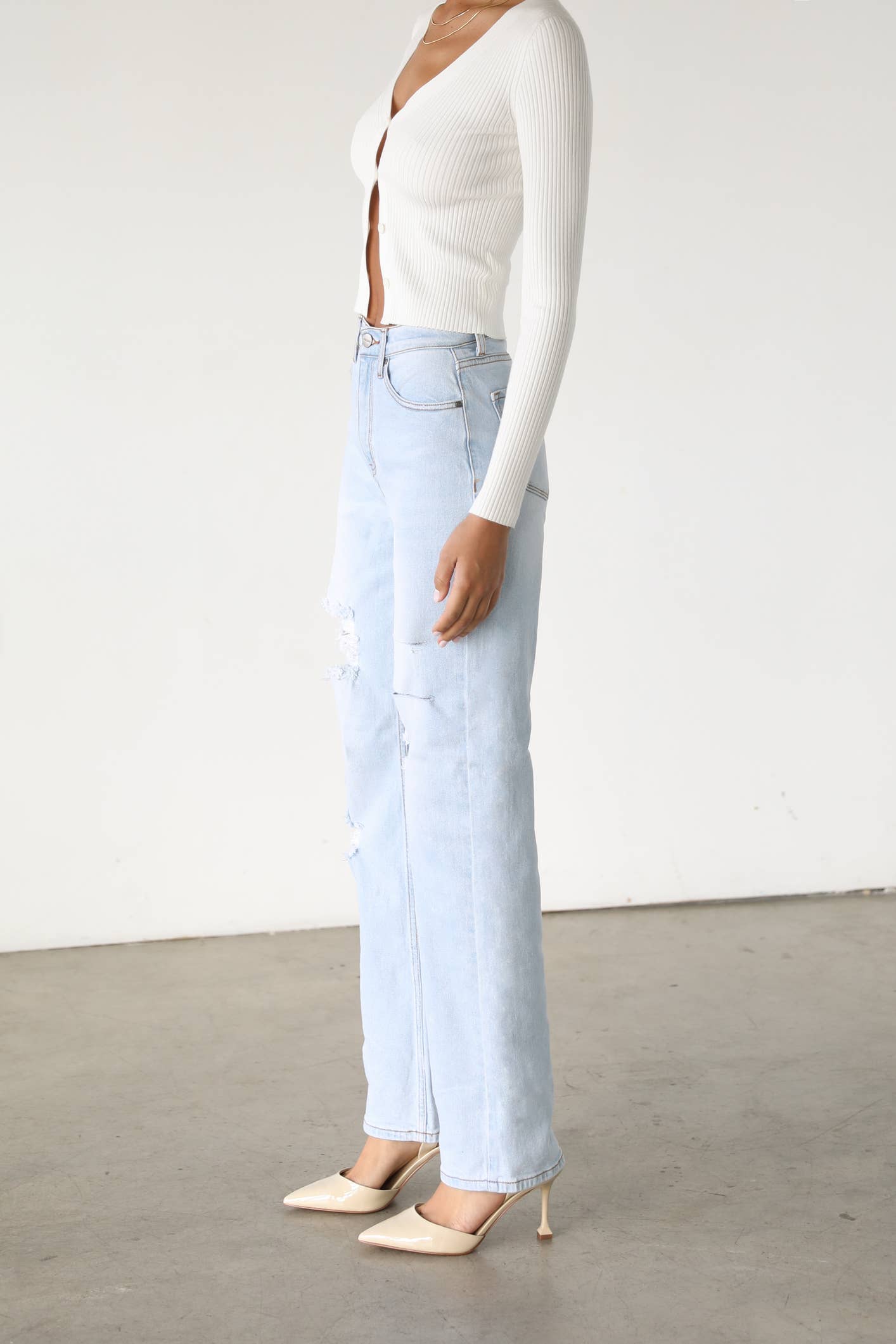 High Rise Straight Leg Denim Jeans