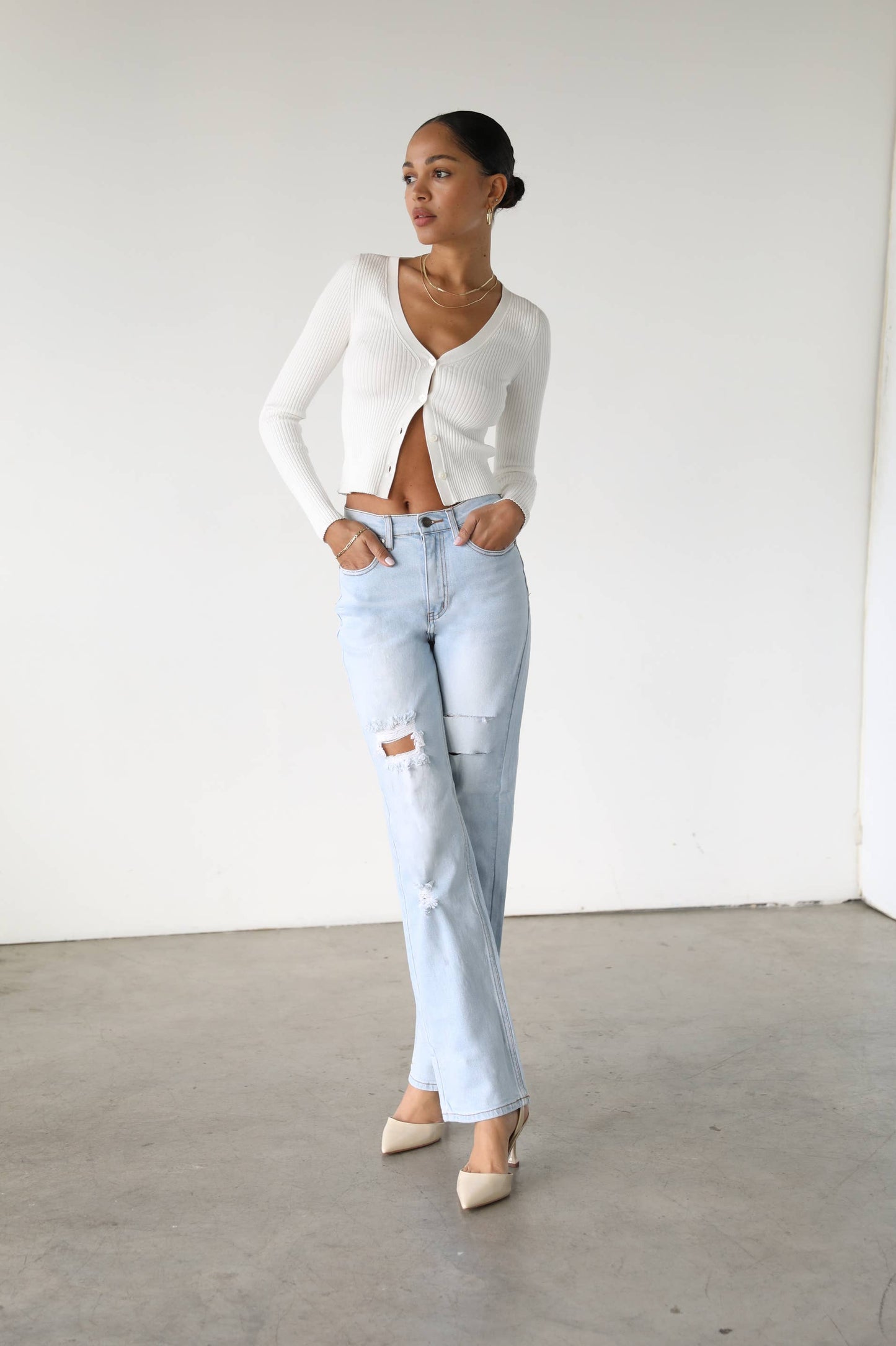 High Rise Straight Leg Denim Jeans