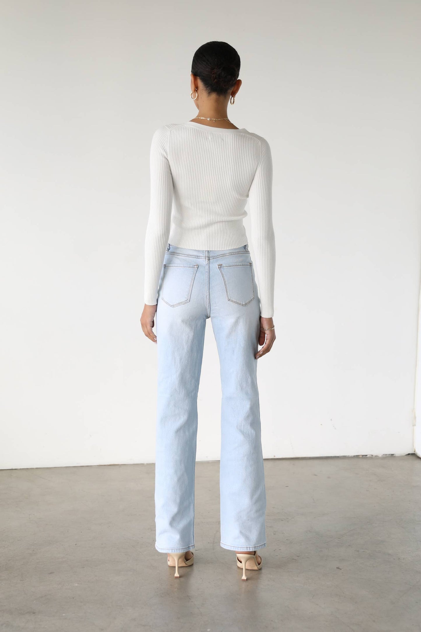 High Rise Straight Leg Denim Jeans