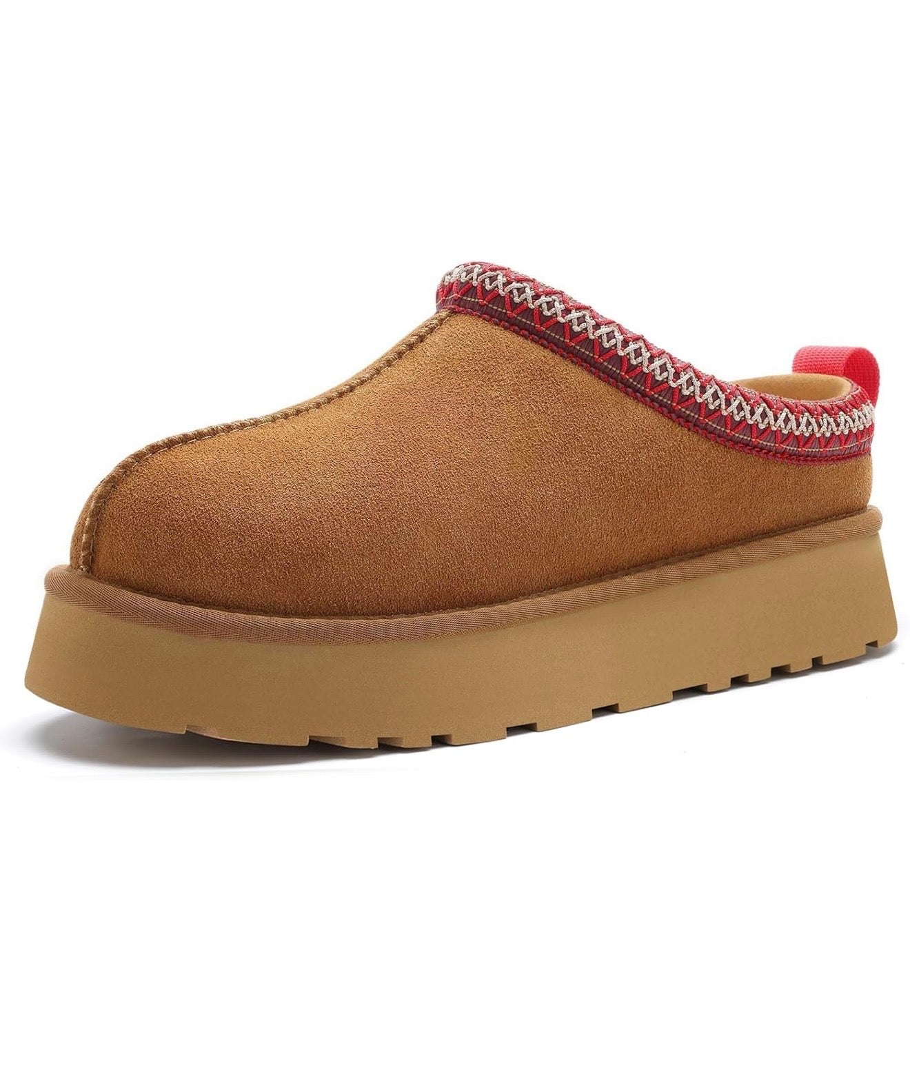 Women's Fuzzy Slippers Genuine Suede Leather Fur Lining Mules Cozy Warm Shoes for Indoor Outdoor