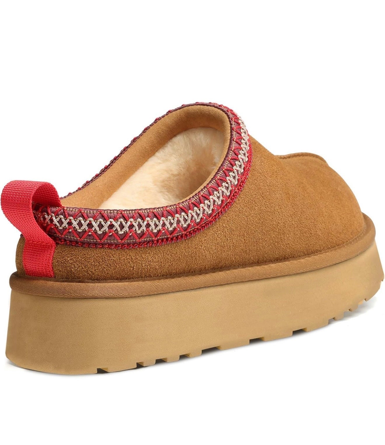 Women's Fuzzy Slippers Genuine Suede Leather Fur Lining Mules Cozy Warm Shoes for Indoor Outdoor